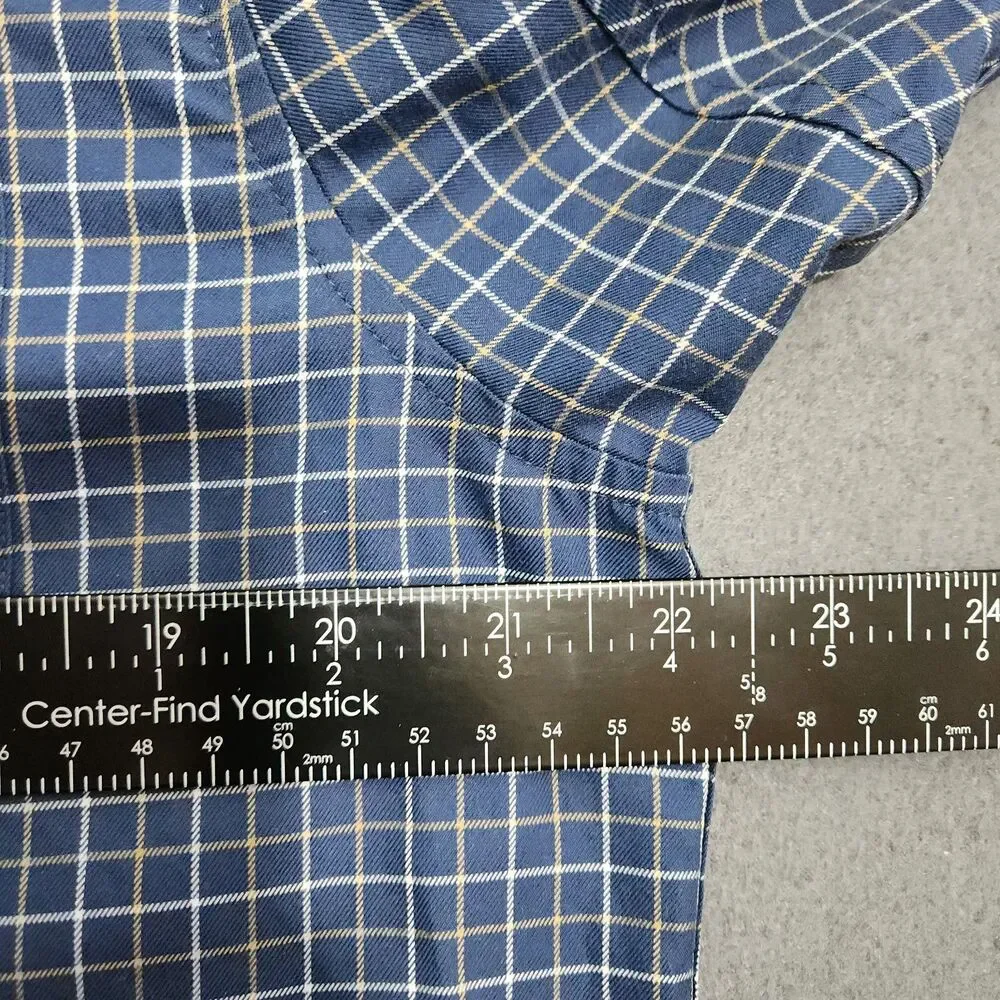Duluth Trading Co. Dress Shirt Men M Blue Plaid Check Button Down Long Sleeve
